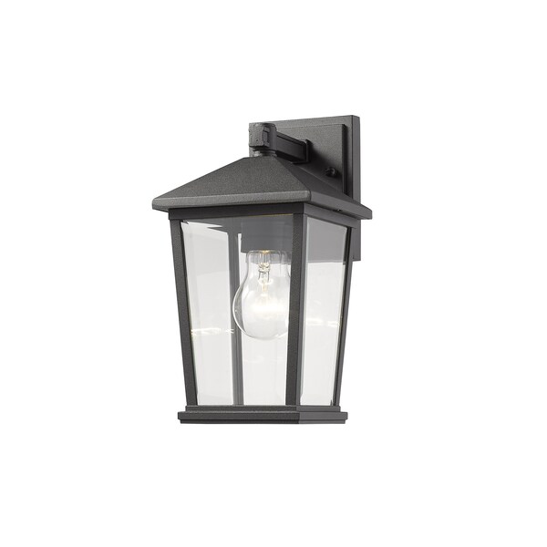 Z-Lite Beacon 1 Light Outdoor Wall Sconce, Black & Clear Beveled 568S-BK - main